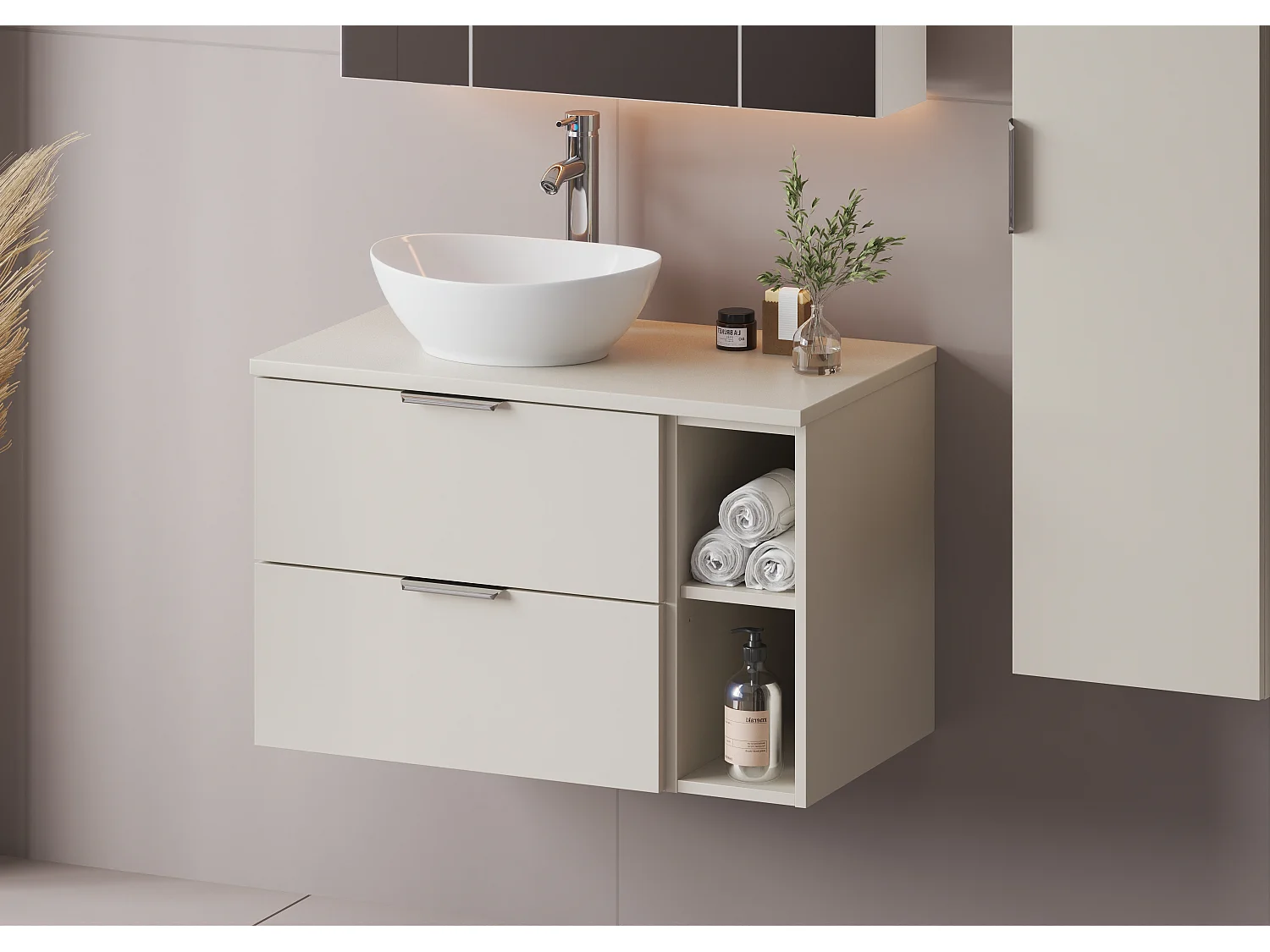 Meuble sous lavabo en cachemire 60 cm 2 tiroirs Pile