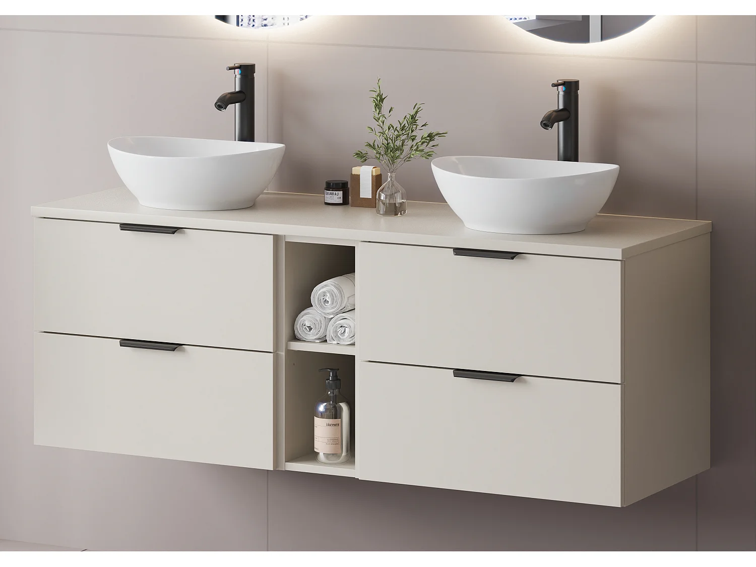 Meuble sous lavabo en cachemire 60 cm 2 tiroirs Pile