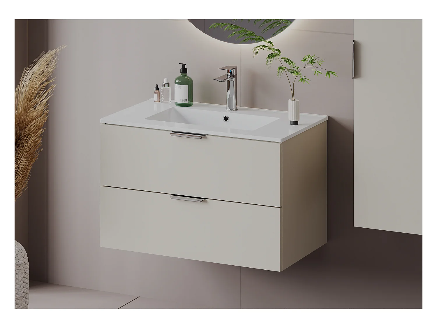 Armoire sous lavabo en cachemire 80 cm 2 tiroirs Pile