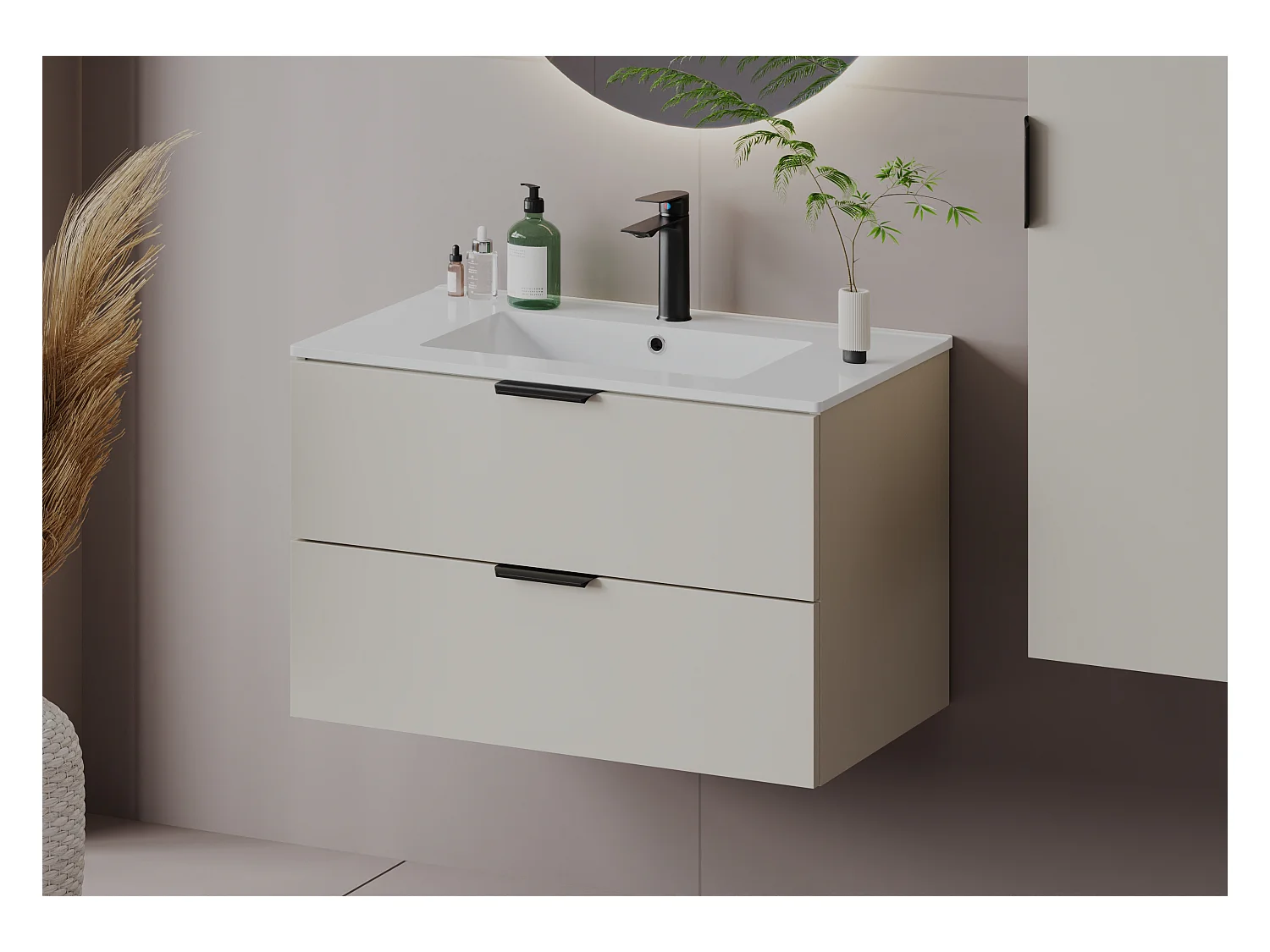 Armoire sous lavabo en cachemire 80 cm 2 tiroirs Pile