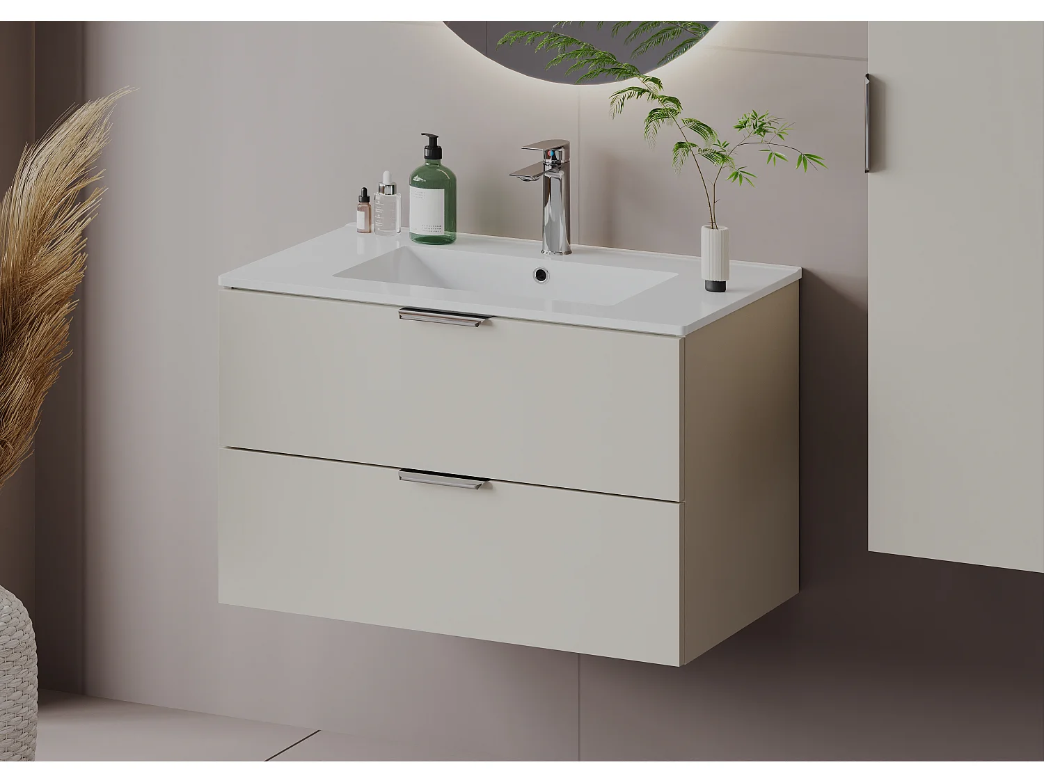 Armoire sous lavabo en cachemire 80 cm 2 tiroirs Pile