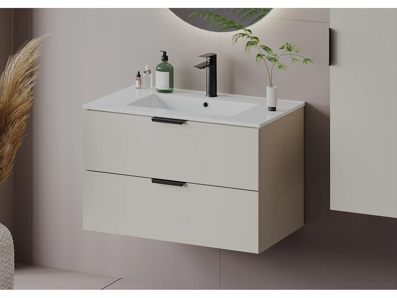 Armoire sous lavabo en cachemire 80 cm 2 tiroirs Pile