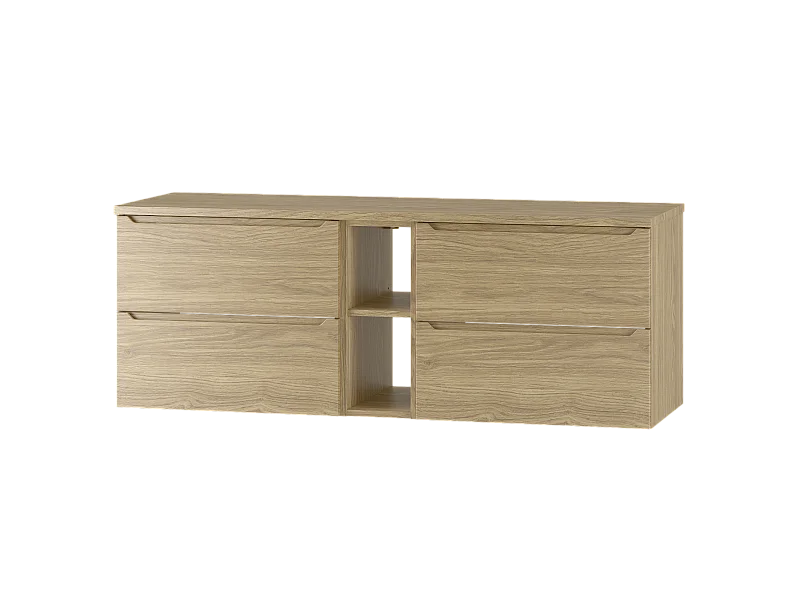 Badkamerset 140 cm Kast Rek Werkblad Eikenhout Geolied Etna