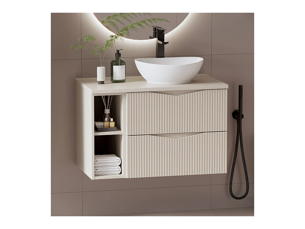 Meuble sous-vasque 80cm 2 niches plan de toilette Tao Cachemire