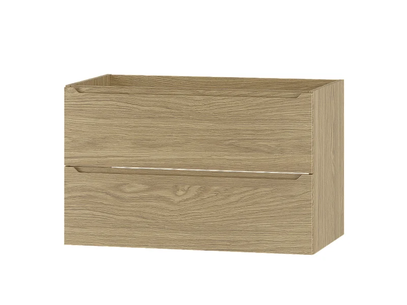 Meuble sous lavabo 80 cm, 2 tiroirs, chêne huilé Etna