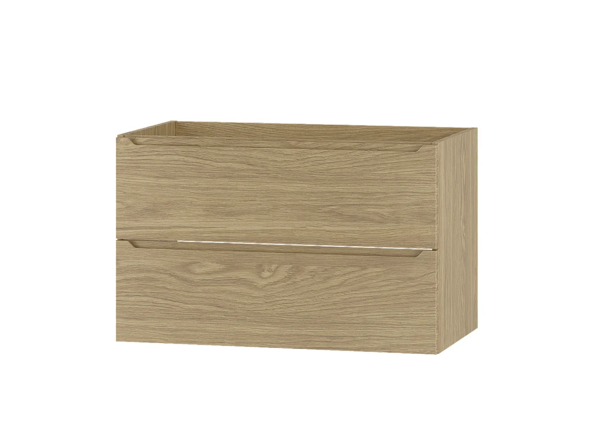 Meuble sous lavabo 80 cm, 2 tiroirs, chêne huilé Etna