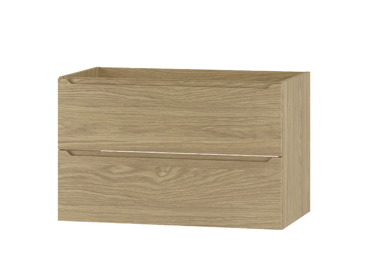 Meuble sous lavabo 80 cm, 2 tiroirs, chêne huilé Etna