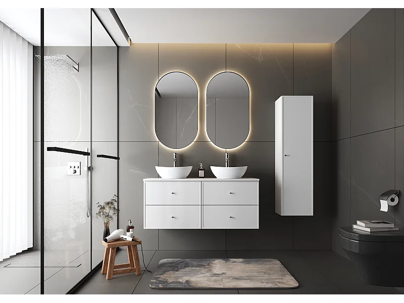 Wit badkamerset 120 cm Kast met blad Marco