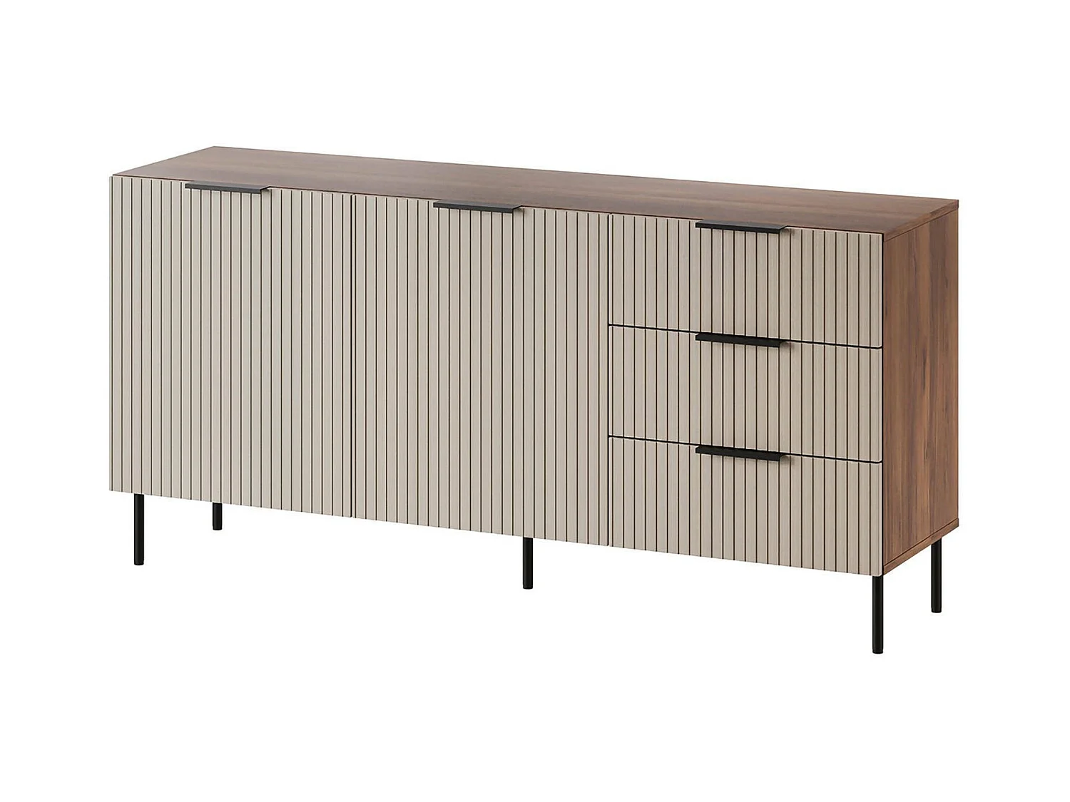 Buffet Braganza, 3 Tiroirs, 42x156x75h cm Noyer Marron, Bahut