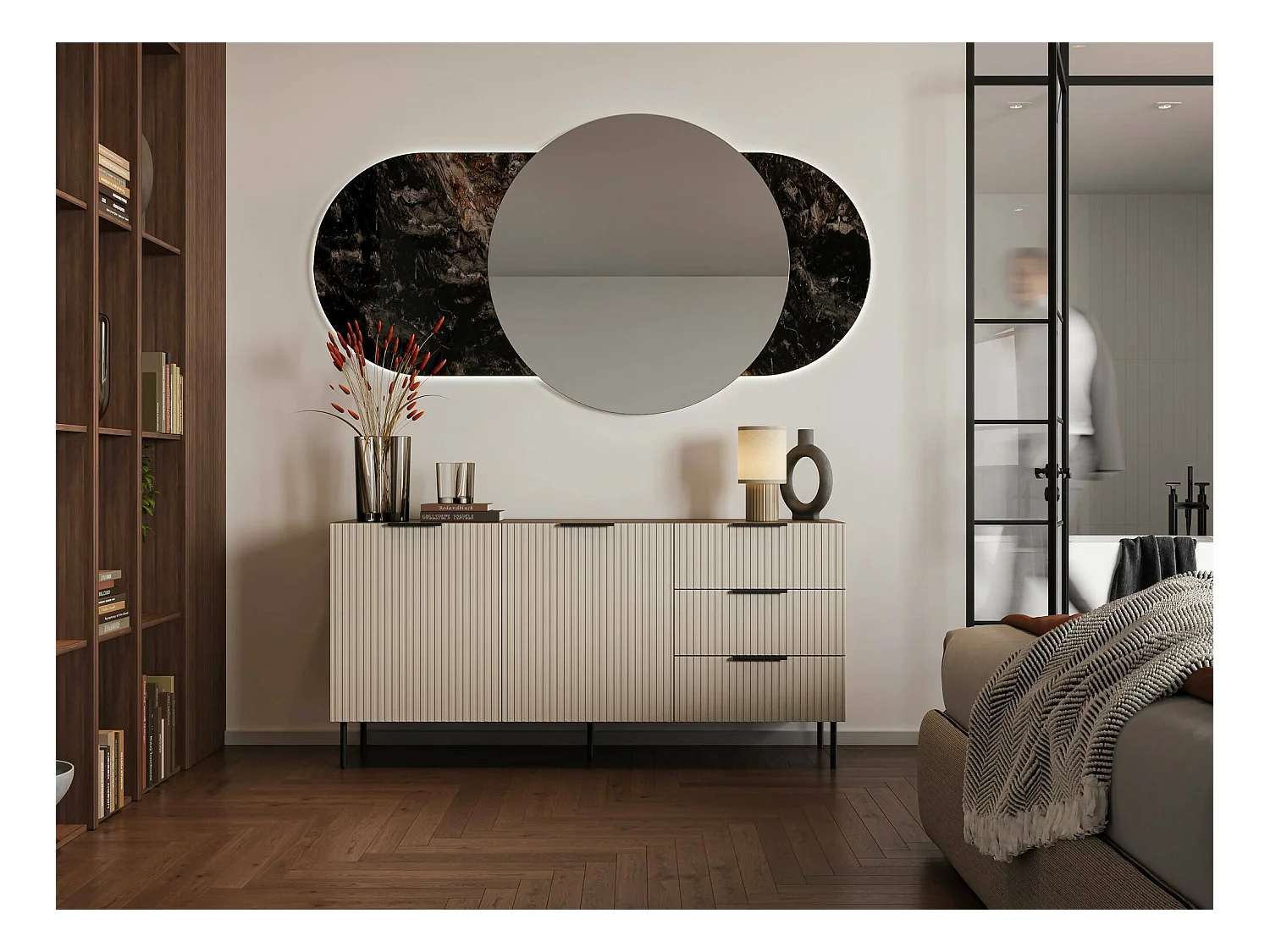 Buffet Braganza, 3 Tiroirs, 42x156x75h cm Noyer Marron, Bahut