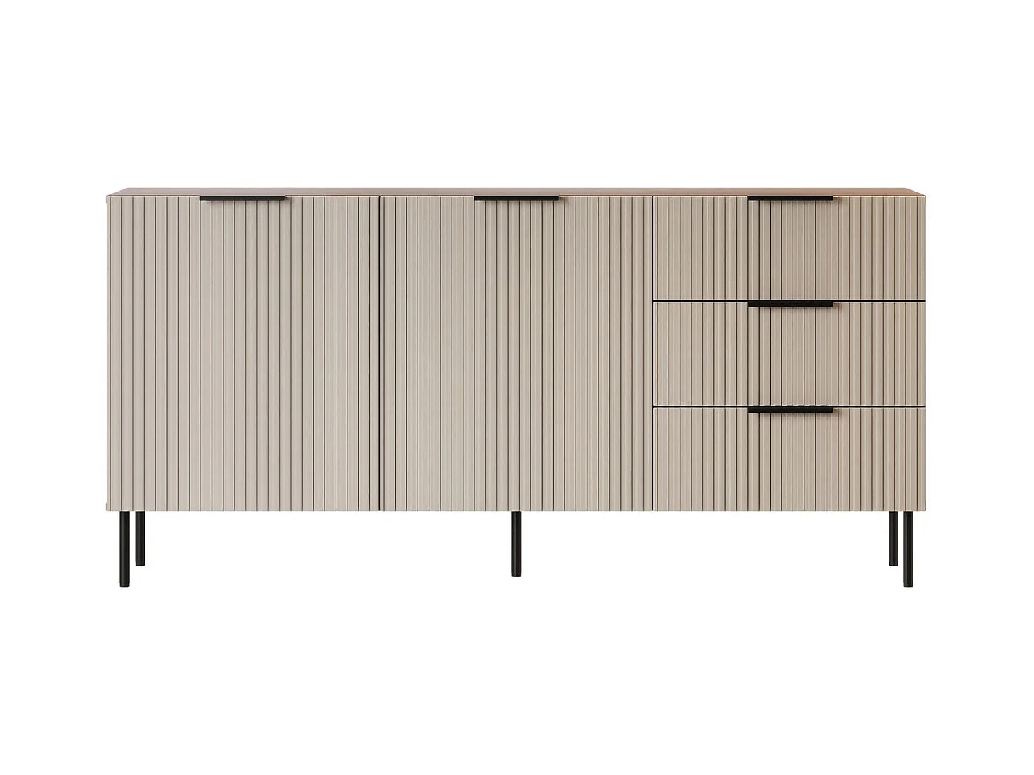 Buffet Braganza, 3 Tiroirs, 42x156x75h cm Noyer Marron, Bahut