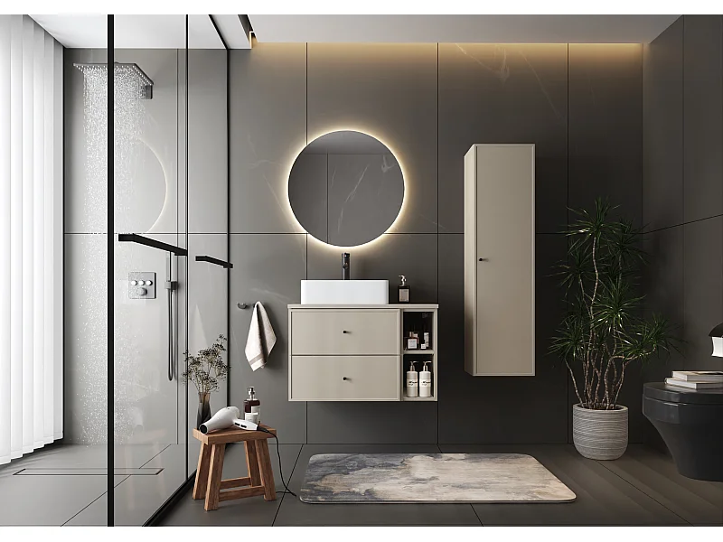 Ensemble de salle de bain en cachemire 80 cm Armoire Étagère Plan de travail Marco