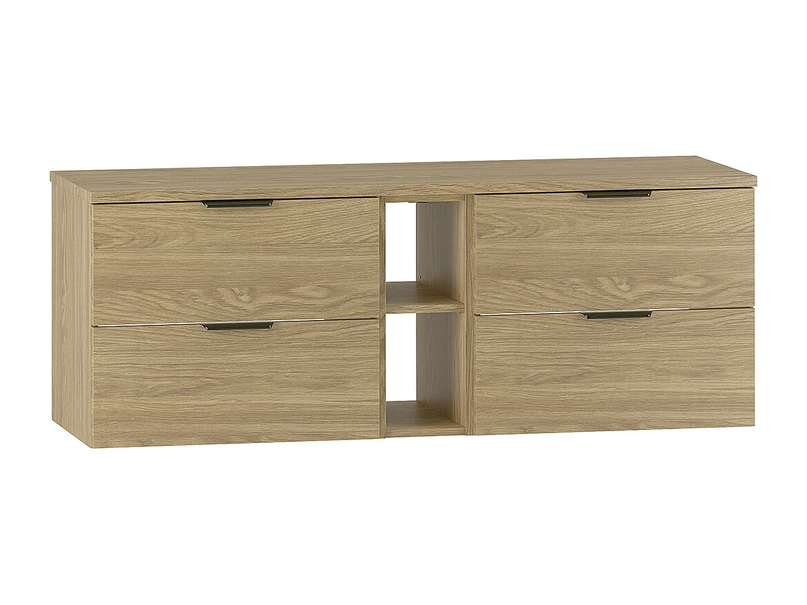 Meuble sous-vasque 140cm 2 niches plan de toilette Astrid Bois