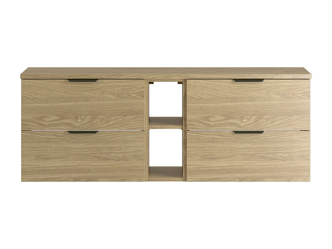 Meuble sous-vasque 140cm 2 niches plan de toilette Astrid Bois