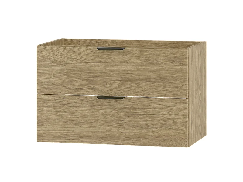 Meuble sous lavabo 80 cm 2 tiroirs Chêne huilé Pile