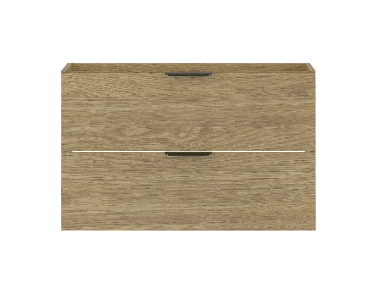 Meuble sous lavabo 80 cm 2 tiroirs Chêne huilé Pile