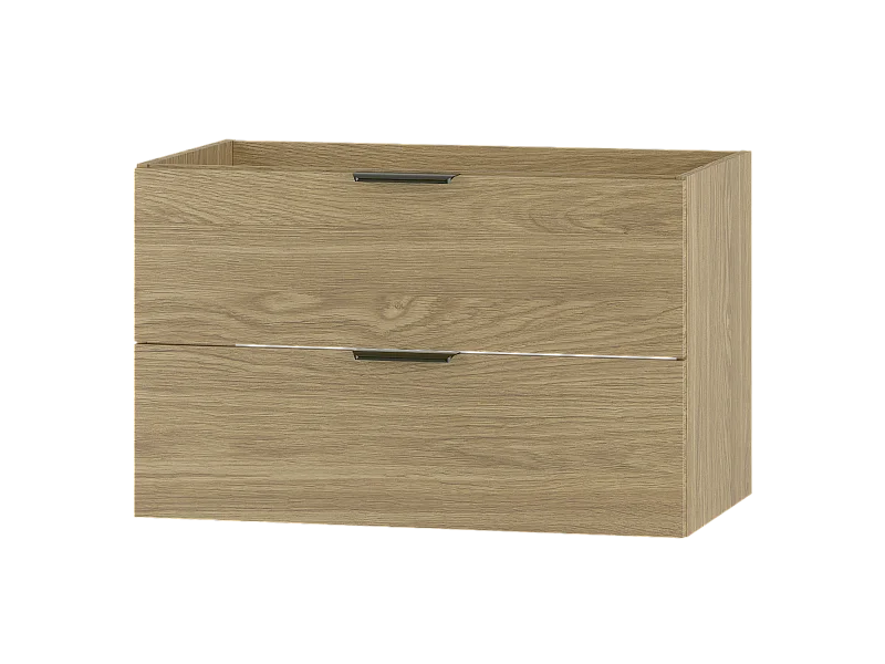 Meuble sous lavabo 80 cm 2 tiroirs Chêne huilé Pile