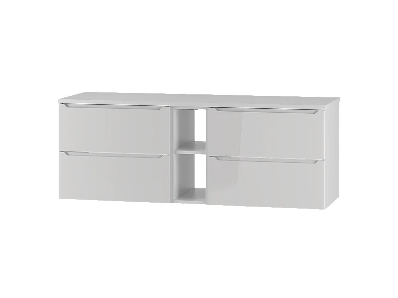 Weißes Badezimmer-Set 140 cm Schrank Regal Arbeitsplatte Etna