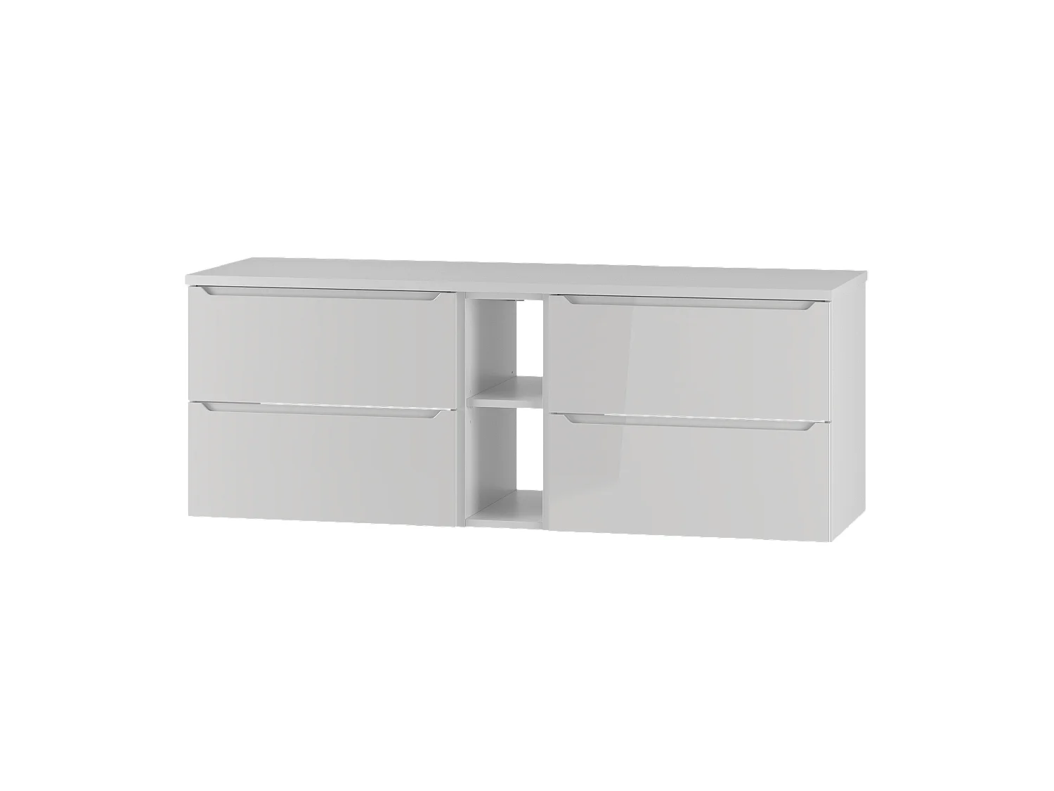 Weißes Badezimmer-Set 140 cm Schrank Regal Arbeitsplatte Etna