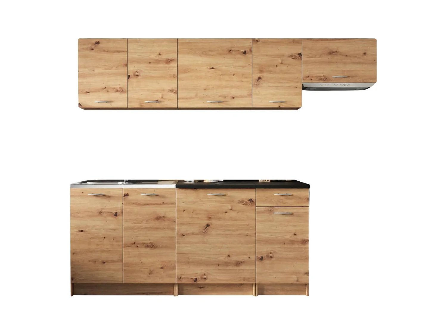 Cuisine Complète Fuzeta, un Tiroir, Chêne Nœuds Brun