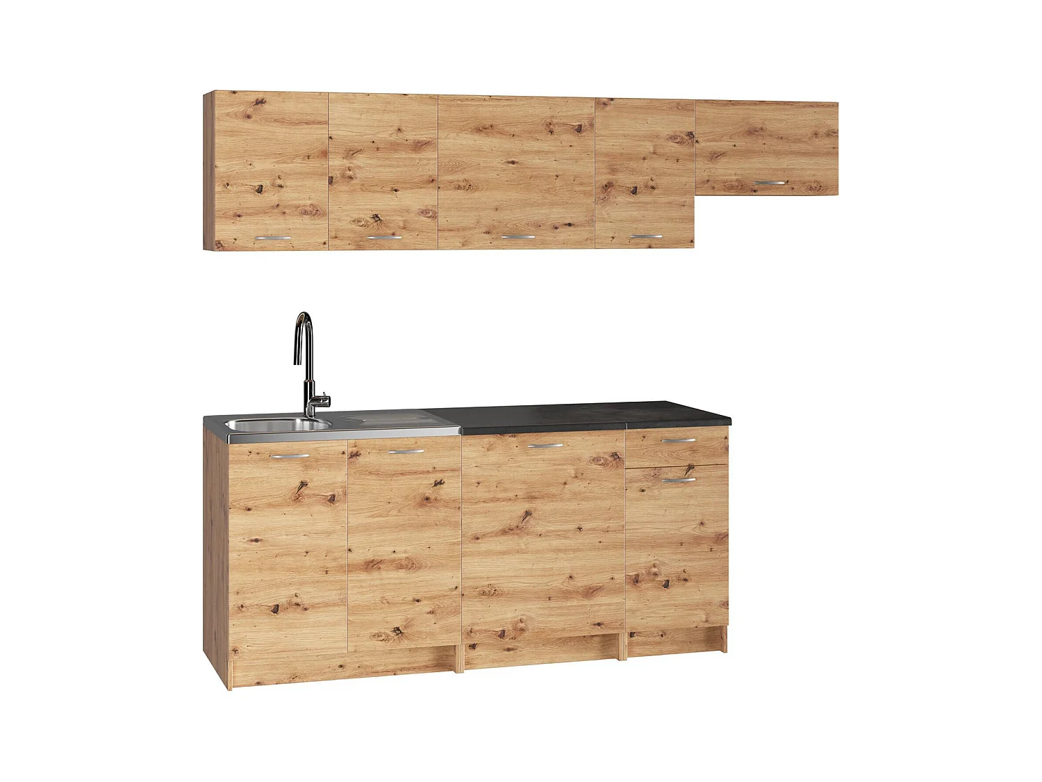 Cuisine Complète Fuzeta, un Tiroir, Chêne Nœuds Brun