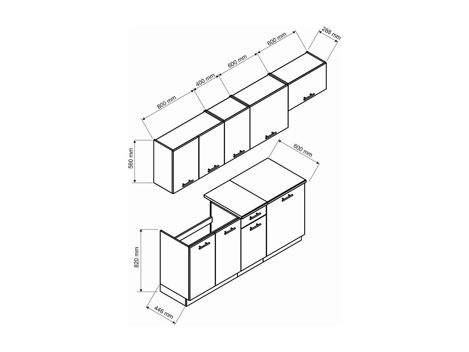 Cucina Completa Fuzeta, un Cassetto, Marrone Rovere Nodi
