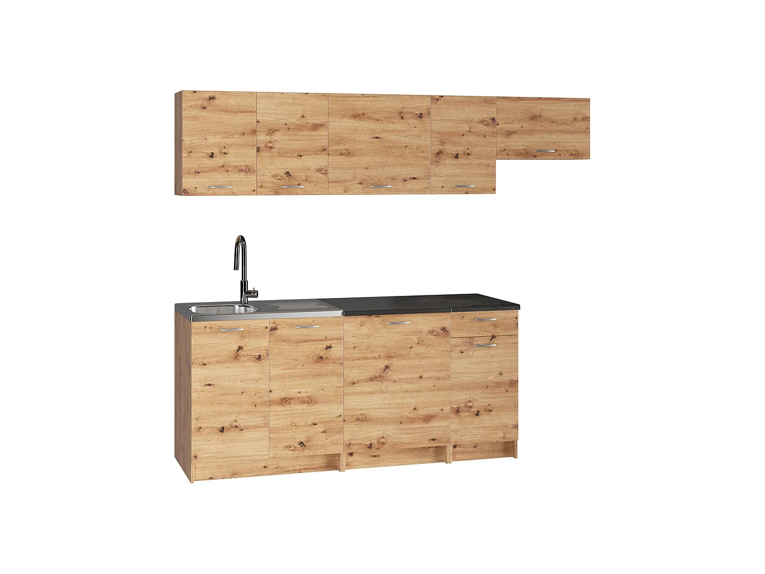 Cucina Completa Fuzeta, un Cassetto, Elettrodomestici non inclusi, Marrone Rovere Nodi
