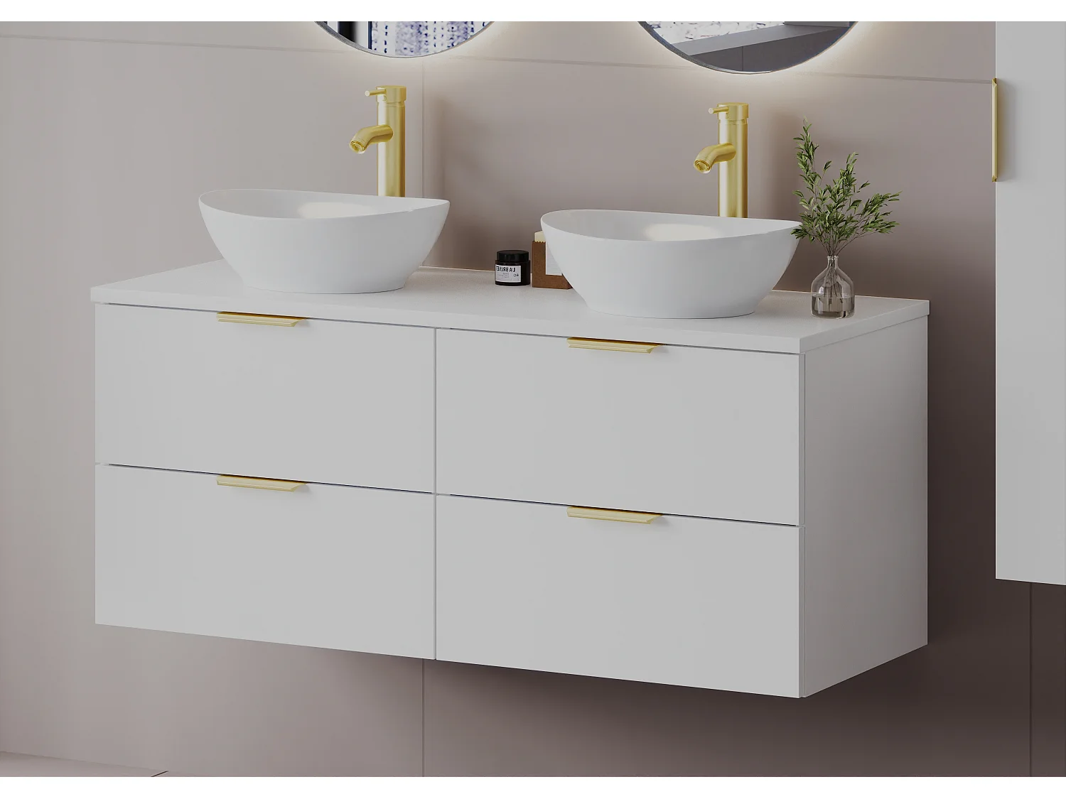 Ensemble de salle de bain blanc 120 cm Armoire avec plan de travail Pile