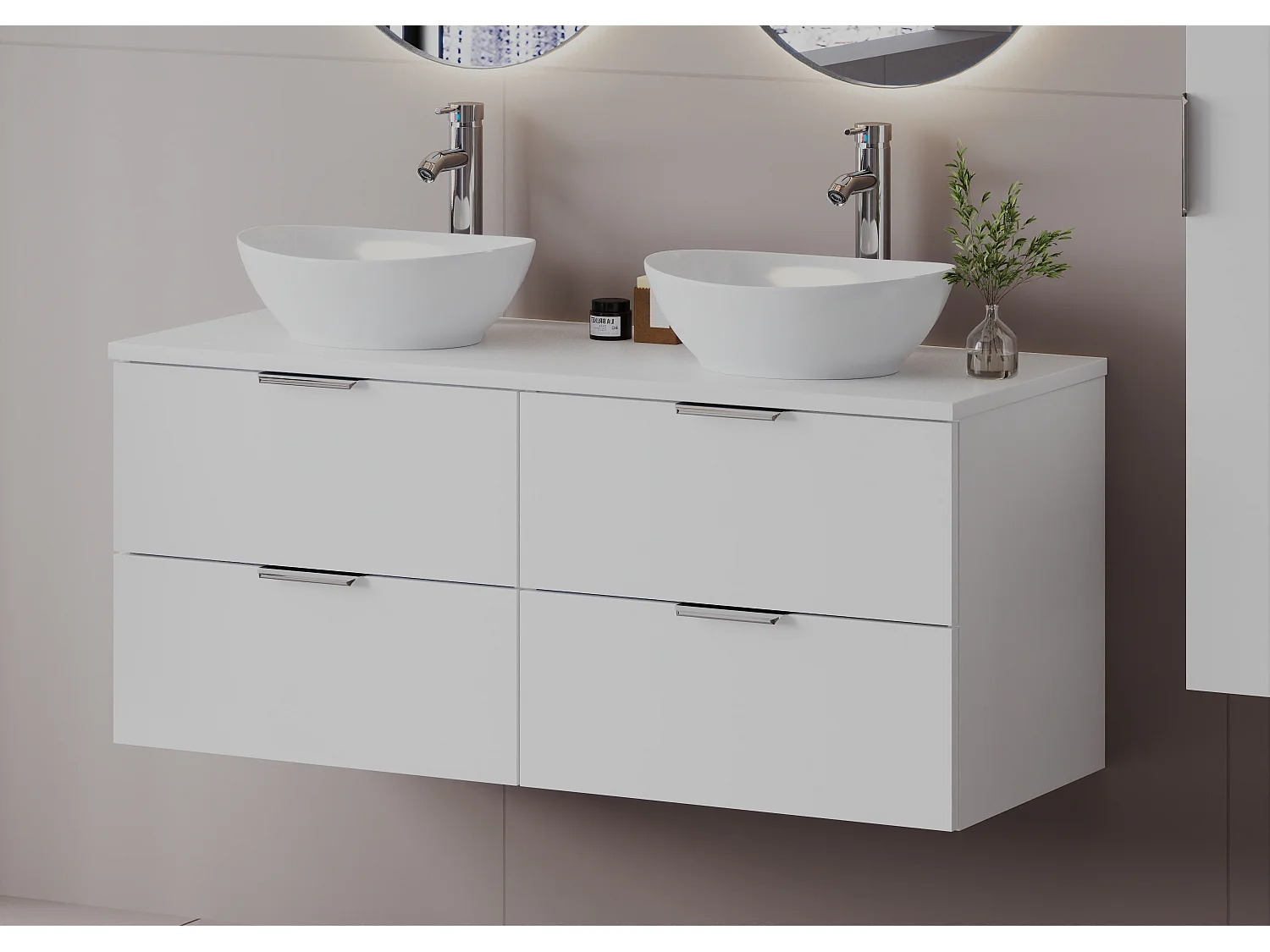 Ensemble de salle de bain blanc 120 cm Armoire avec plan de travail Pile