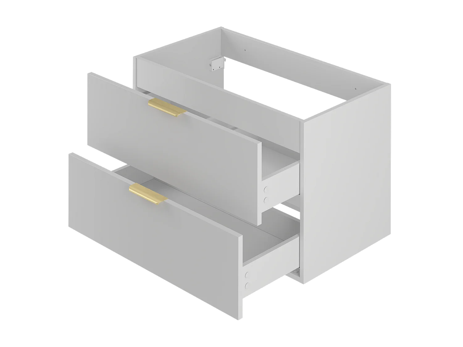 Weißer Waschbeckenunterschrank 80 cm, 2 Schubladen, Pile