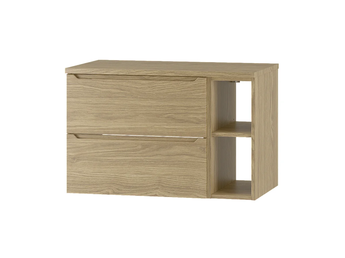 Ensemble pour salle de bain 80 cm Armoire Étagère Plan de travail Chêne huilé Etna