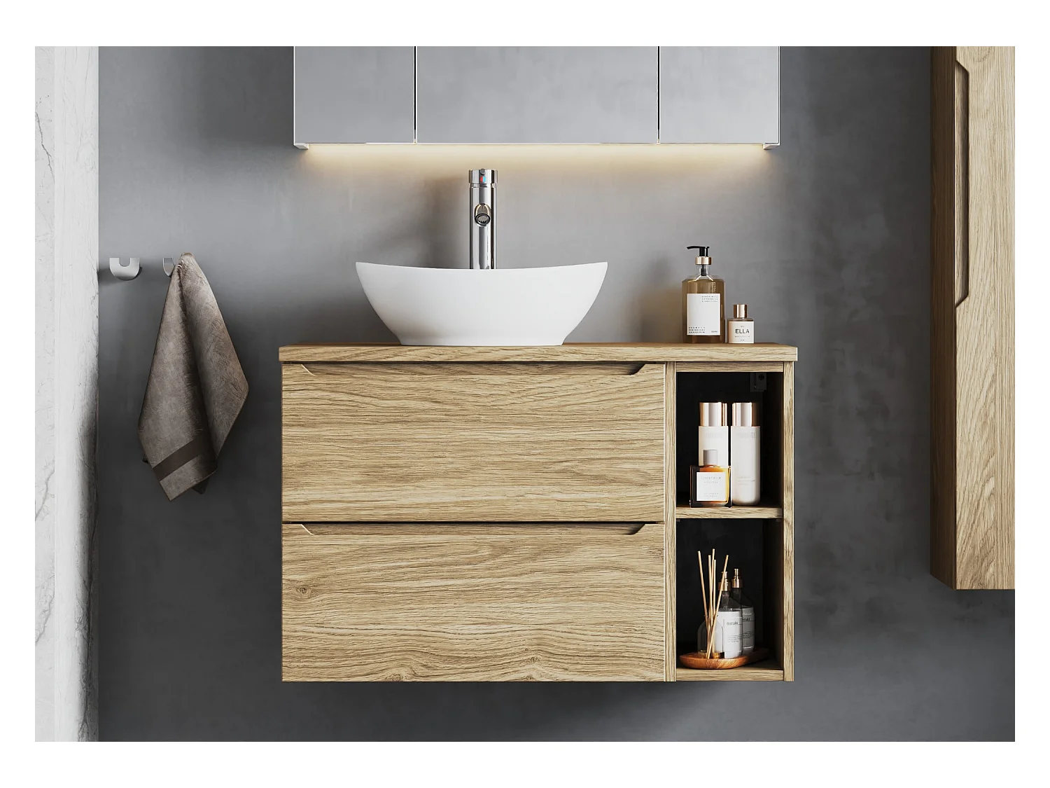 Mobile bagno senza lavabo Viggo marrone 80cm