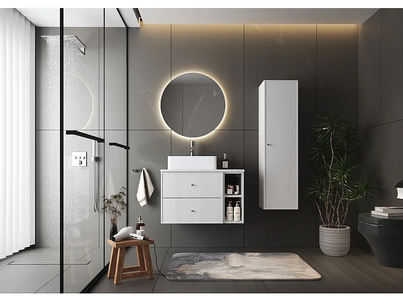 Witte badkamerset 80 cm Kast Rek Marco