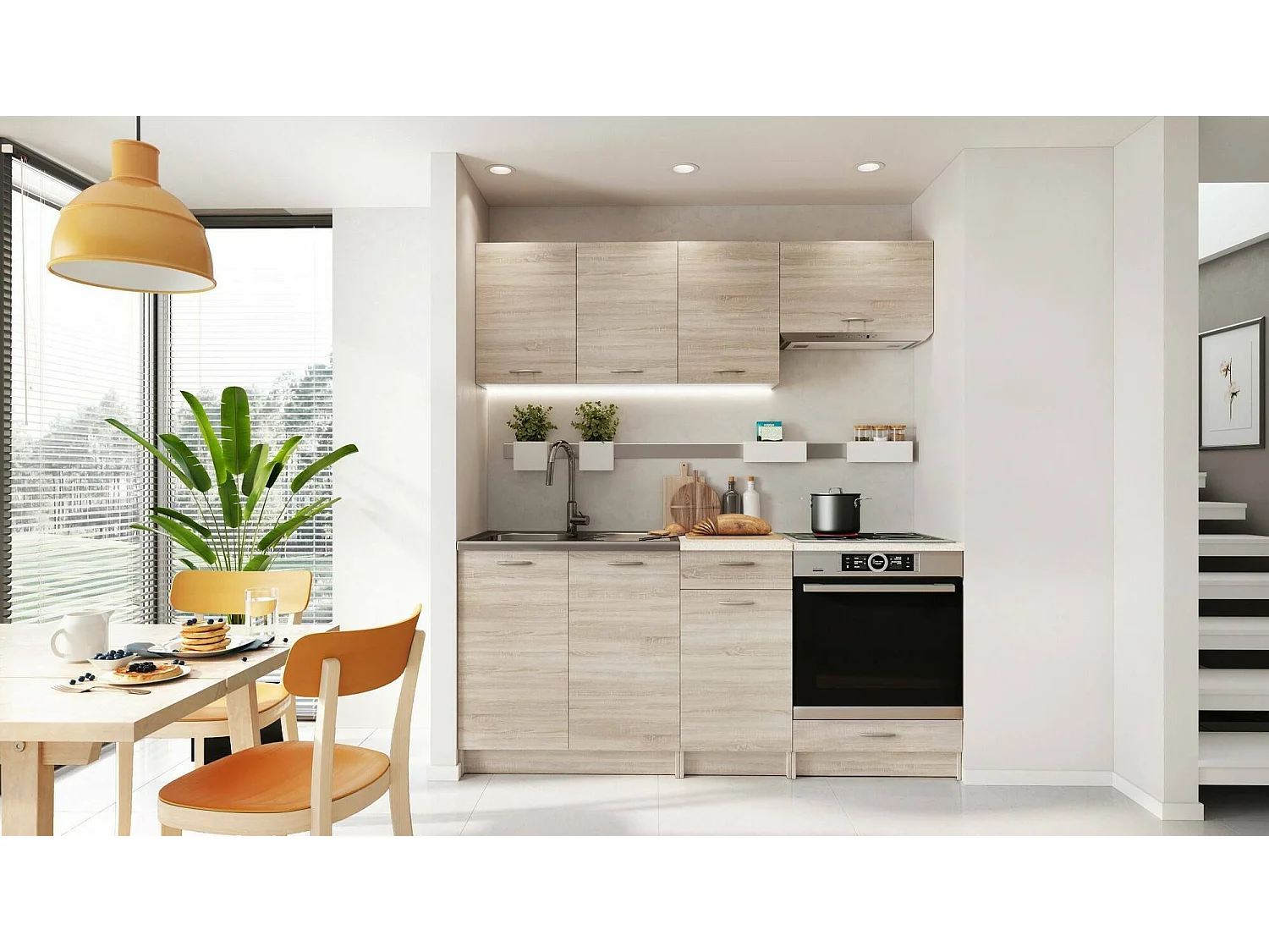 Cucina Completa Graciosa, un Cassetto, Marrone Rovere