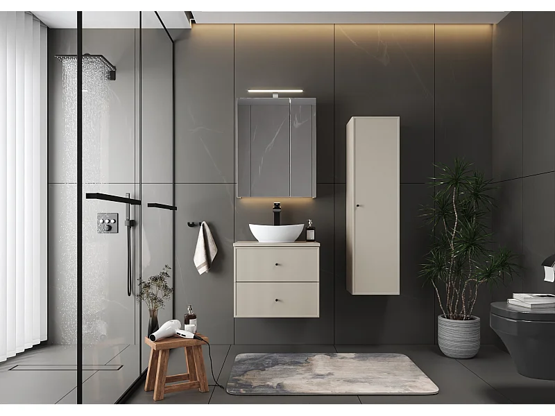 Ensemble de salle de bain en cachemire 60 cm Armoire avec plateau Marco