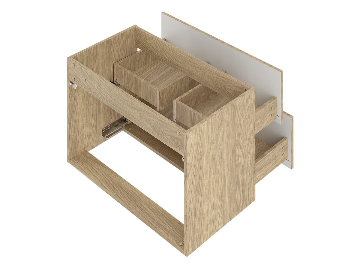 Meuble sous lavabo 80 cm 2 tiroirs Chêne huilé Marco