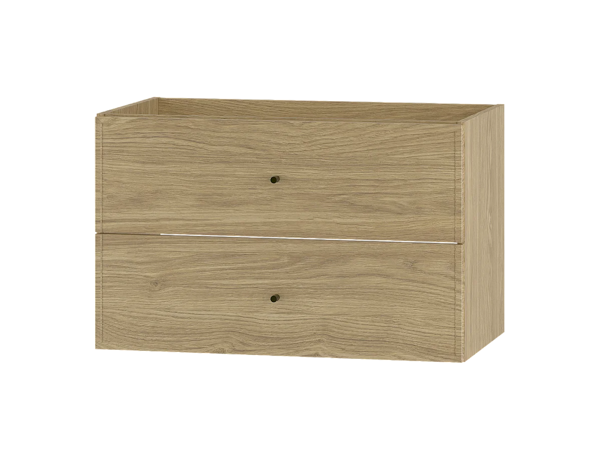 Meuble sous lavabo 80 cm 2 tiroirs Chêne huilé Marco