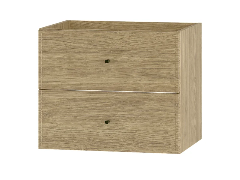 Meuble sous lavabo 60 cm 2 tiroirs Chêne huilé Marco