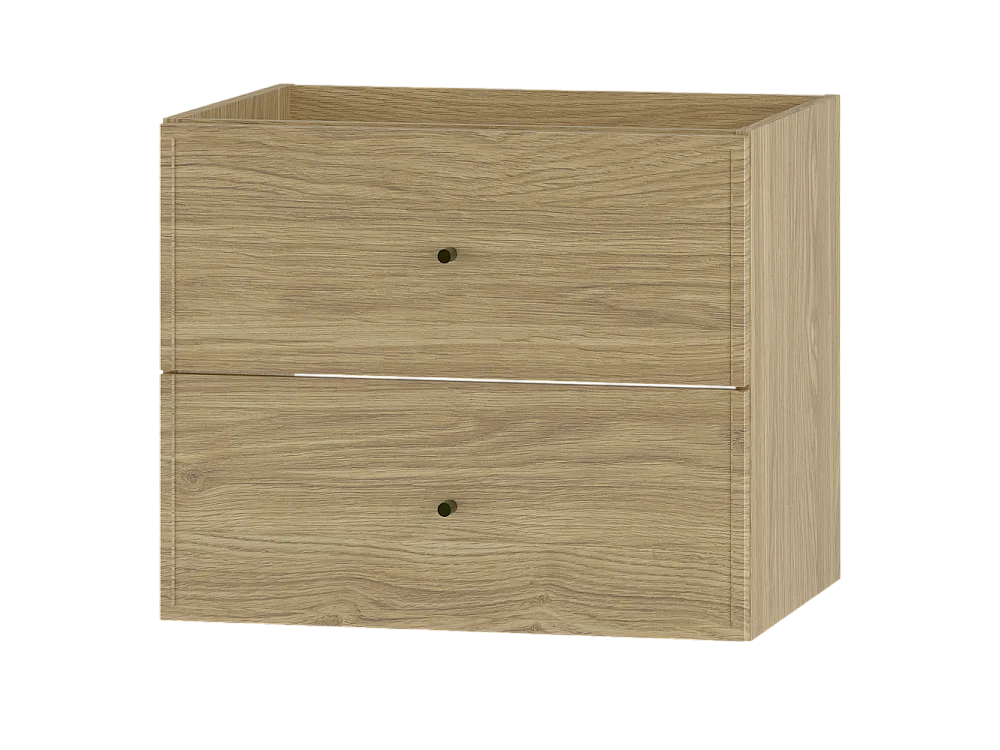Meuble sous lavabo 60 cm 2 tiroirs Chêne huilé Marco