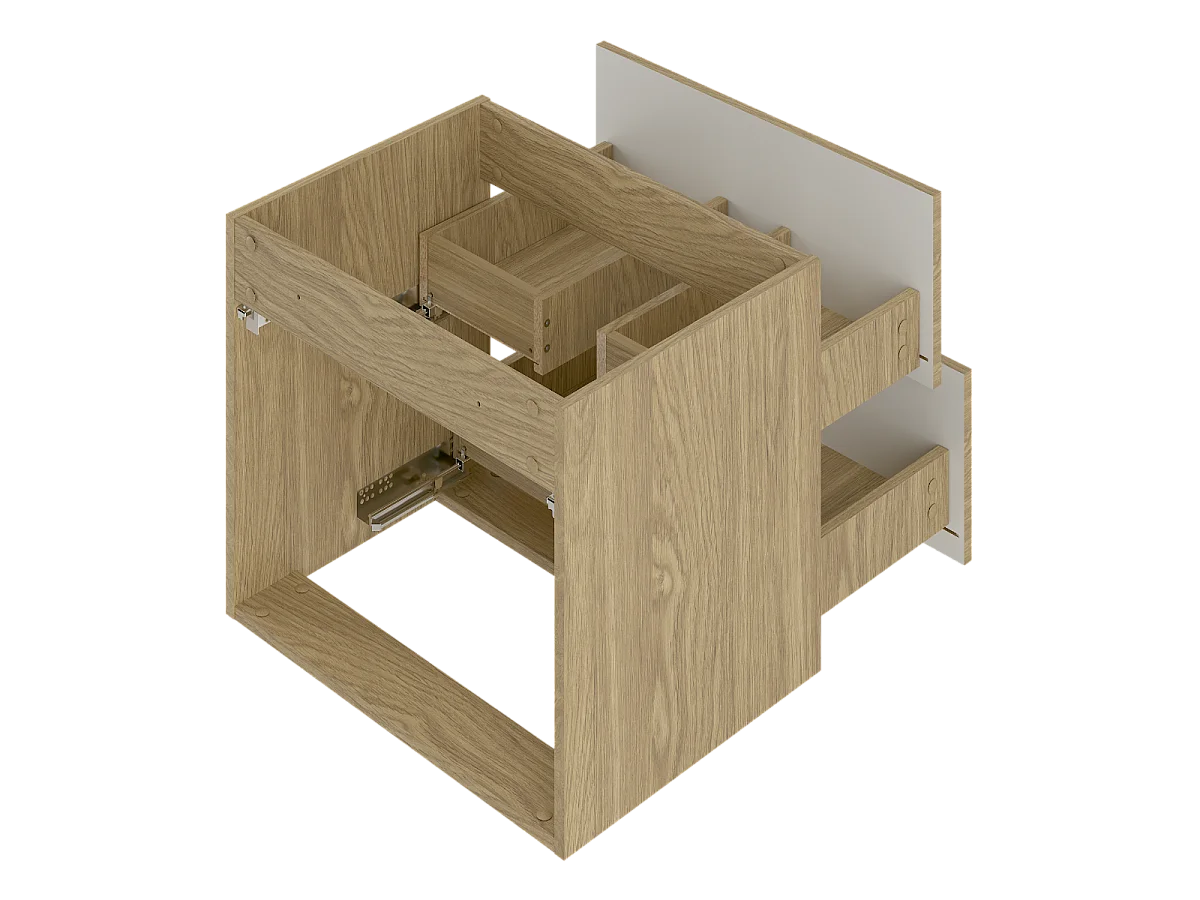 Meuble sous lavabo 60 cm 2 tiroirs Chêne huilé Marco