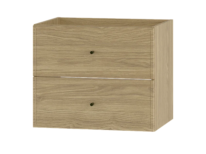 Meuble sous lavabo 60 cm 2 tiroirs Chêne huilé Marco