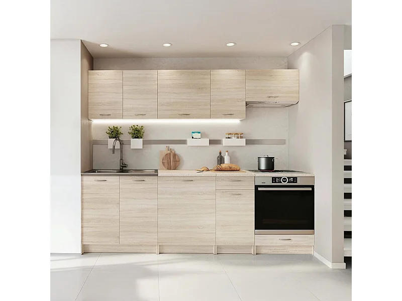 Cucina Completa Faial, un Cassetto, Marrone Rovere