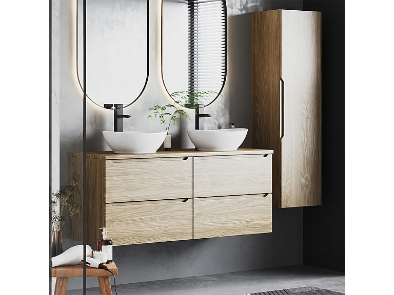 Meuble sous-vasque 120cm plan de toilette Viggo Bois