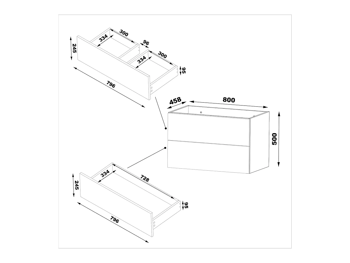 Meuble sous-vasque 80cm plan de toilette Tao Cachemire