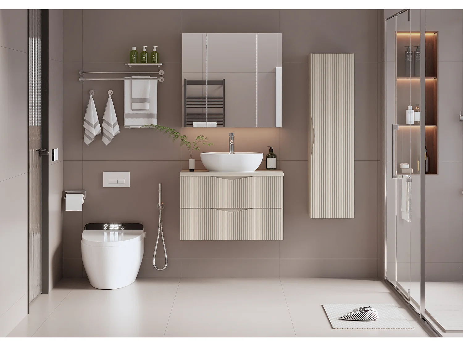 Meuble sous-vasque 80cm plan de toilette Tao Cachemire