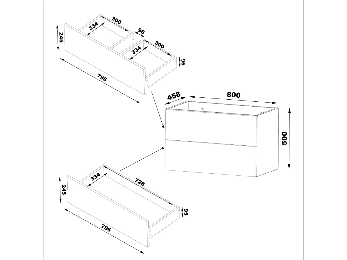 Meuble sous-vasque 80cm plan de toilette Tao Cachemire