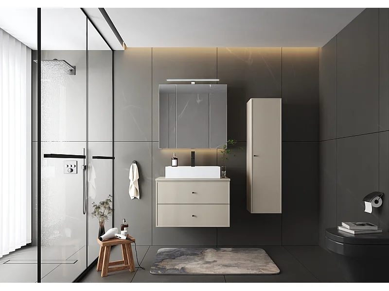 Ensemble de salle de bain en cachemire 80 cm Armoire avec plateau Marco