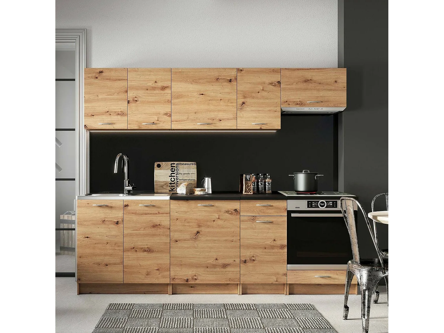 Cuisine Complète Faial, Modulable, Chêne Brun Noeuds