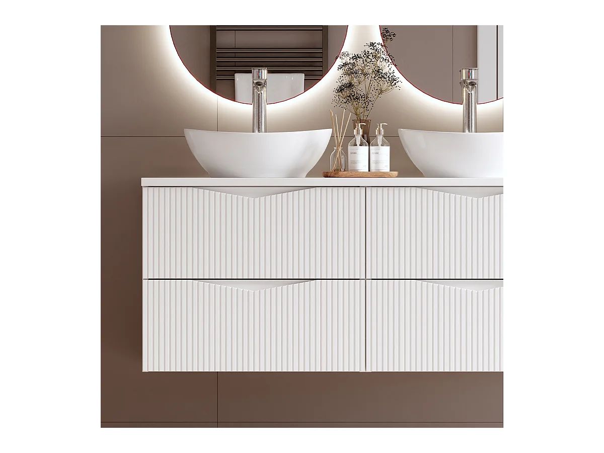 Meuble sous-vasque 120cm plan de toilette Tao Blanc