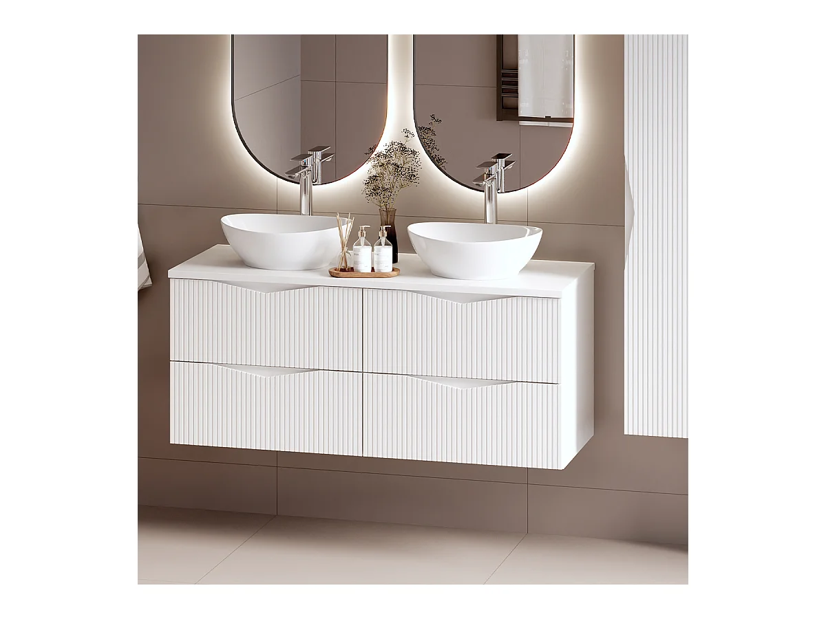 Meuble sous-vasque 120cm plan de toilette Tao Blanc